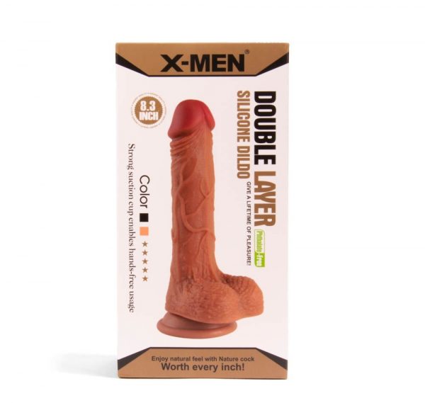 X-MEN 8.3 inch Double Layer Silicone Dildo Brown #6 | ViPstore.hu - Erotika webáruház