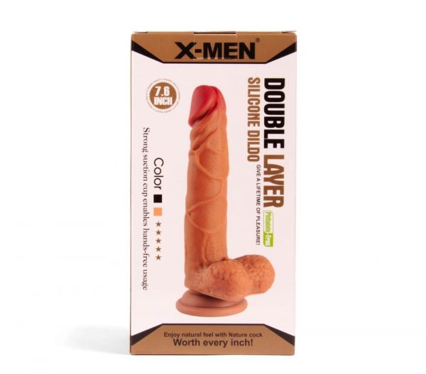 XMEN 7.6 inch Double Layer Silicon Dildo Brown #6 | ViPstore.hu - Erotika webáruház