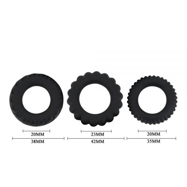 Titan 3 in 1 Silicone Rings Black #3 | ViPstore.hu - Erotika webáruház