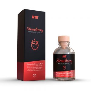 MASSAGE GEL STRAWBERRY GLASS BOTTLE 30ML + BOX #1 | ViPstore.hu - Erotika webáruház
