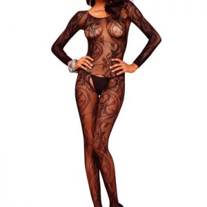 Seamless Swirl Lace Long Sleeve Bodystocking #1 | ViPstore.hu - Erotika webáruház
