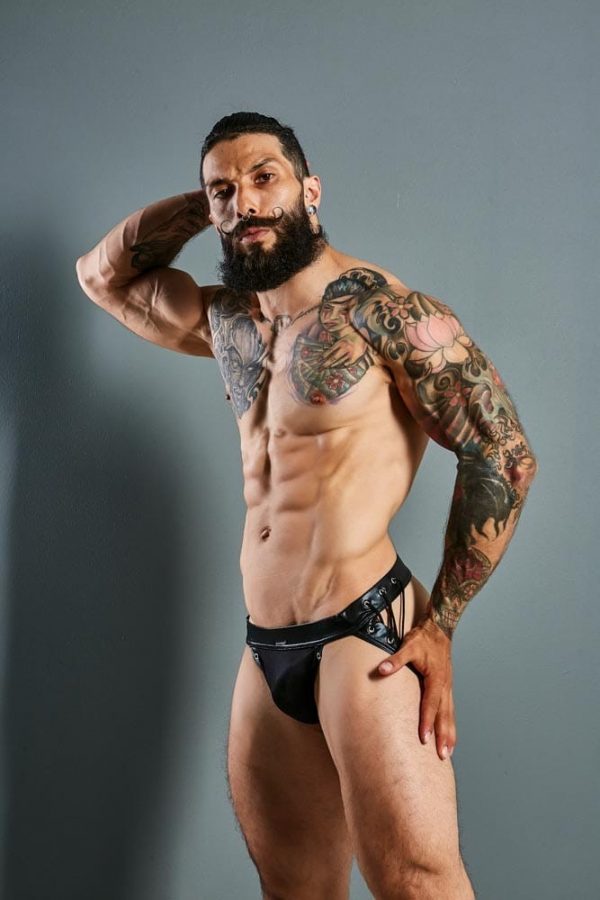 C4M-Desire Jockstrap-BlackLeatherette-XL #1 | ViPstore.hu - Erotika webáruház