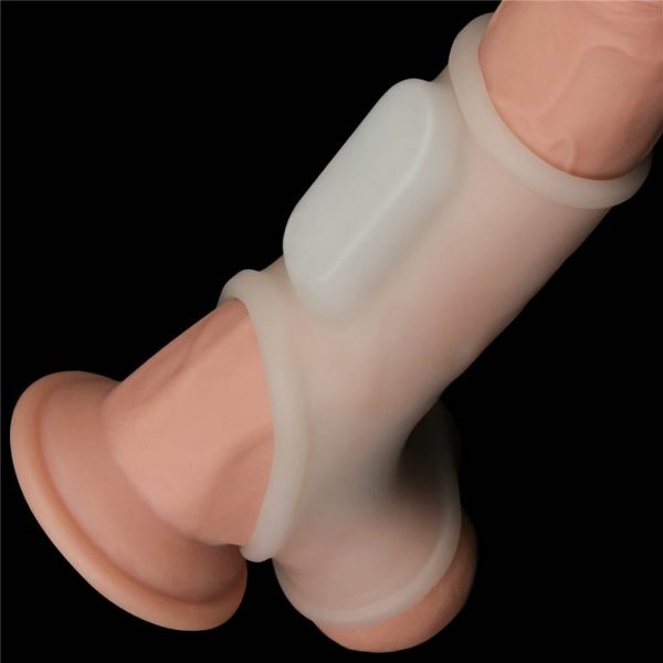 Vibrating Silk Knights Ring with Scrotum Sleeve (White) I #3 | ViPstore.hu - Erotika webáruház