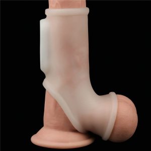 Vibrating Silk Knights Ring with Scrotum Sleeve (White) I ViPstore.hu - Erotika Webáruház - Szexshop 2