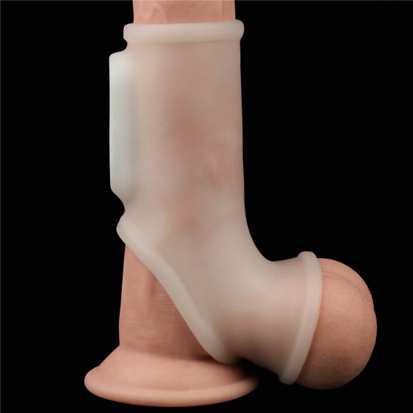 Vibrating Silk Knights Ring with Scrotum Sleeve (White) I ViPstore.hu - Erotika Webáruház - Szexshop 2