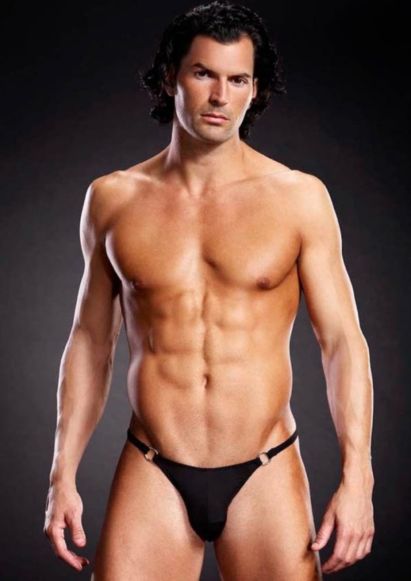 Microf. Thong w. Metal Rings Bl. L/XL ViPstore.hu - Erotika Webáruház - Szexshop