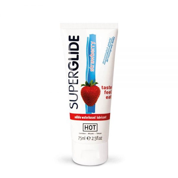 HOT Superglide edible lubricant waterbased - STRAWBERRY 75 ml #1 | ViPstore.hu - Erotika webáruház