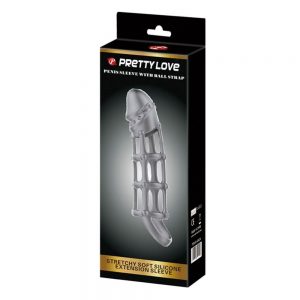 Pretty Love Penis Sleeve With Ball Strap White ViPstore.hu - Erotika Webáruház - Szexshop