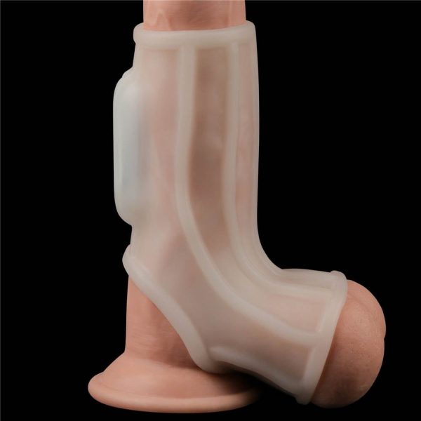 Vibrating Silk Knights Ring with Scrotum Sleeve (White) II ViPstore.hu - Erotika Webáruház - Szexshop 2