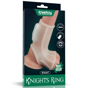 Vibrating Silk Knights Ring with Scrotum Sleeve (White) II ViPstore.hu - Erotika Webáruház - Szexshop