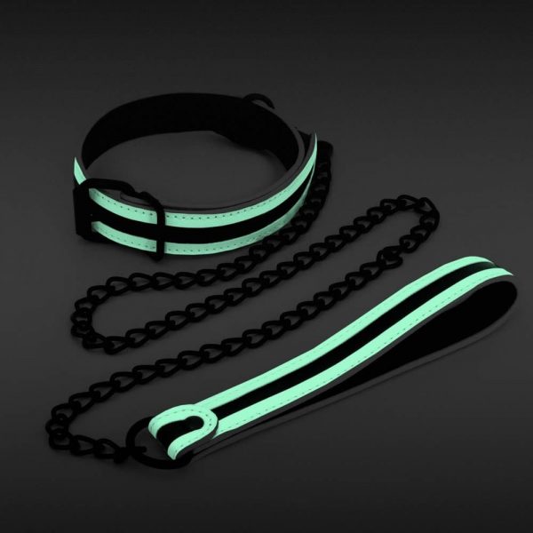 GLO Bondage - Collar and Leash - Green #3 | ViPstore.hu - Erotika webáruház