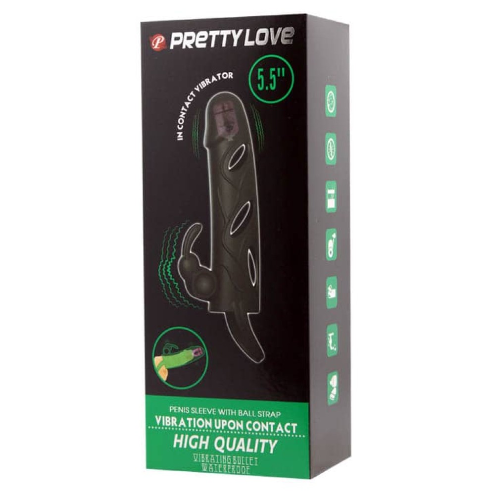 Pretty Love Penis Sleeve With Ball Strap #1 | ViPstore.hu - Erotika webáruház