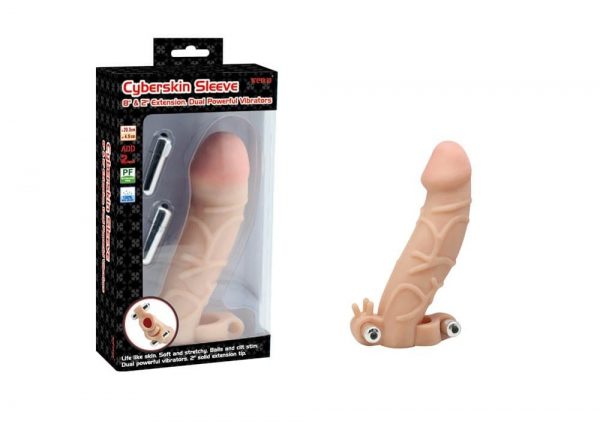 Charmly Cyberskin Extension Sleeve Dual Powerful Vibrators Flesh #1 | ViPstore.hu - Erotika webáruház