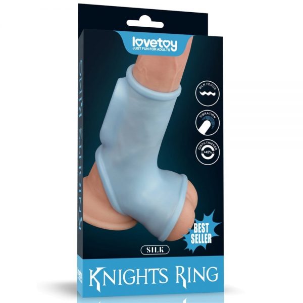 Vibrating Silk Knights Ring with Scrotum Sleeve Blue #1 | ViPstore.hu - Erotika webáruház