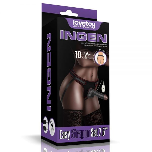 Vibrating Easy Strapon Set 7.5" Black #1 | ViPstore.hu - Erotika webáruház