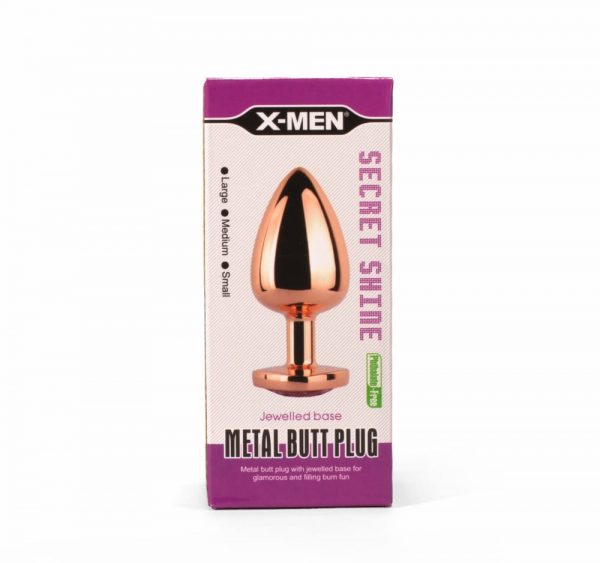 X-MEN Secret Shine Metal Butt Plug Rose Gold Heart M #1 | ViPstore.hu - Erotika webáruház
