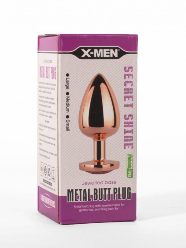 X-MEN Secret Shine Metal Butt Plug Rose Gold Heart L #1 | ViPstore.hu - Erotika webáruház