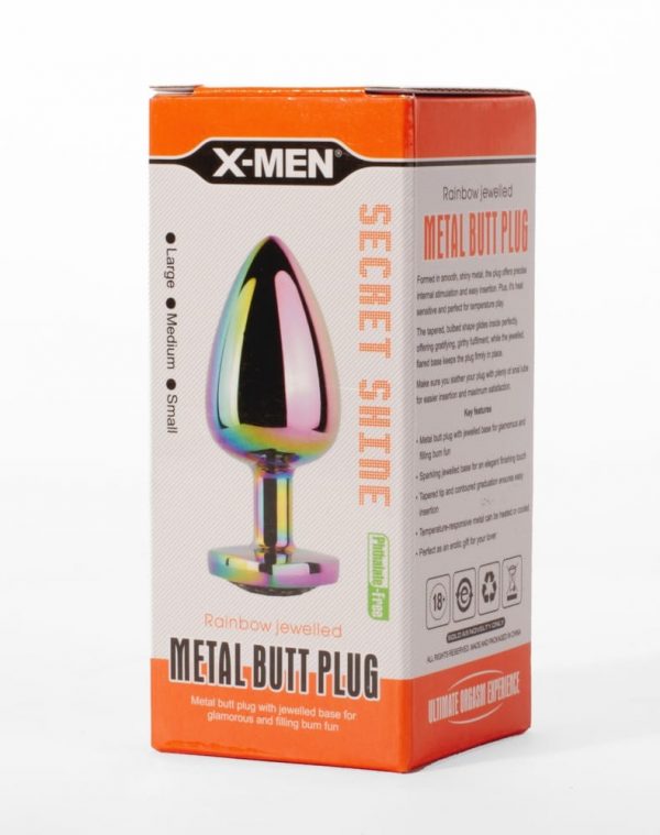 X-MEN Secret Shine Metal Butt Plug Rainbowheart L #2 | ViPstore.hu - Erotika webáruház