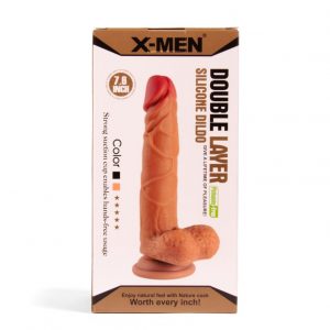 XMEN 7.6 inch Double Layer Silicon Dildo Brown #1 | ViPstore.hu - Erotika webáruház