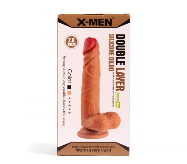 XMEN 7.6 inch Double Layer Silicon Dildo Brown #1 | ViPstore.hu - Erotika webáruház