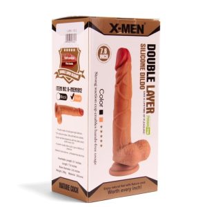 XMEN 7.6 inch Double Layer Silicon Dildo Brown ViPstore.hu - Erotika Webáruház - Szexshop 2