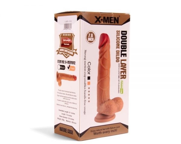 XMEN 7.6 inch Double Layer Silicon Dildo Brown #2 | ViPstore.hu - Erotika webáruház