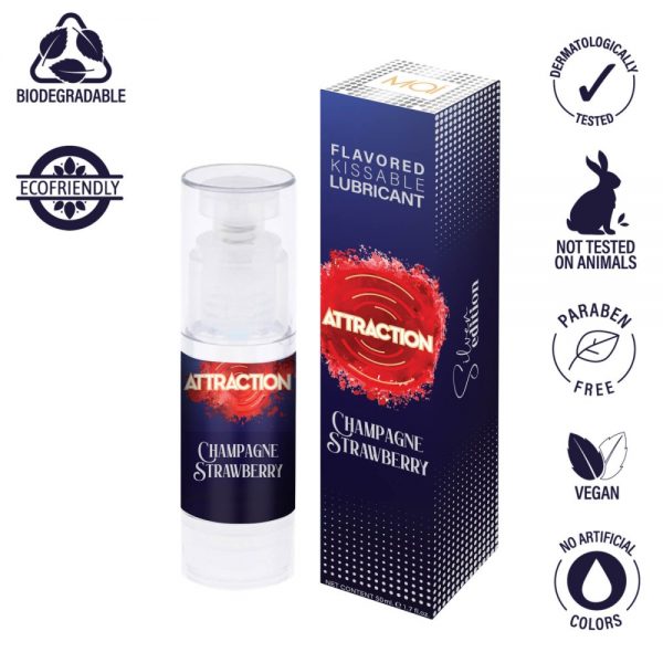 LUBRICANT ATTRACTION CHAMPAGNE STRAWBERRY 50 ML #4 | ViPstore.hu - Erotika webáruház