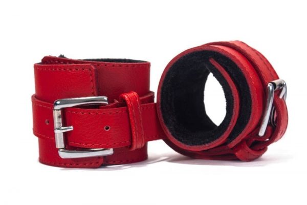Hand Cuffs Grain Leather Red/Black #1 | ViPstore.hu - Erotika webáruház