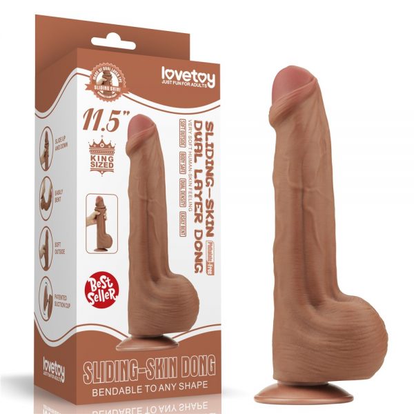 11.5'' King Sized Sliding Skin Dual Layer Dong Brown #1 | ViPstore.hu - Erotika webáruház