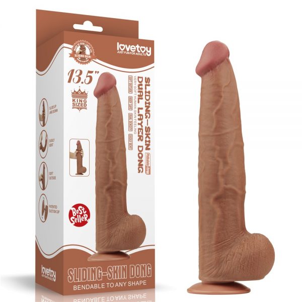 13.5'' King Sized Sliding Skin Dual Layer Dong Brown ViPstore.hu - Erotika Webáruház - Szexshop