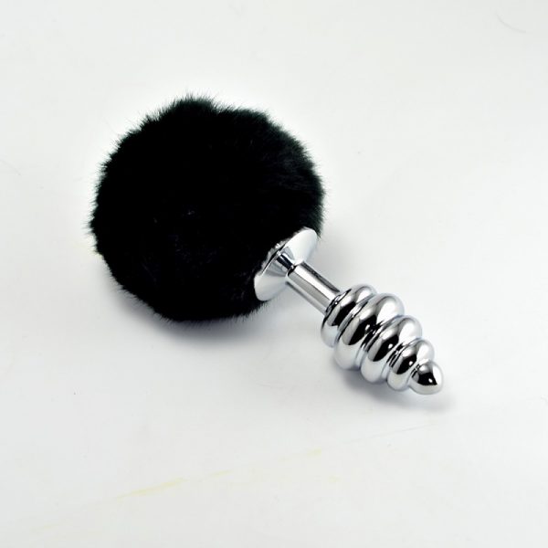 Spiral Pompon Metal Plug Black #1 | ViPstore.hu - Erotika webáruház