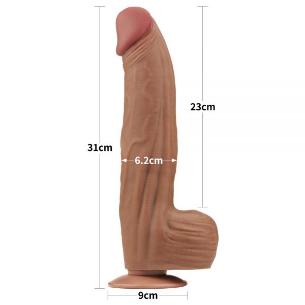 12'' King Sized Sliding Skin Dual Layer Dong Brown #7 | ViPstore.hu - Erotika webáruház