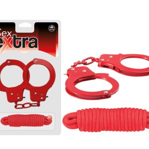SEX EXTRA – METAL CUFFS & LOVE ROPE RED ViPstore.hu - Erotika Webáruház - Szexshop