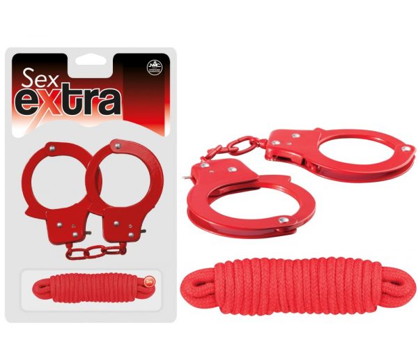 SEX EXTRA – METAL CUFFS & LOVE ROPE RED ViPstore.hu - Erotika Webáruház - Szexshop
