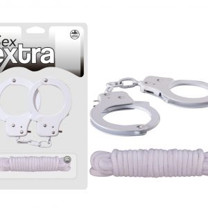 SEX EXTRA – METAL CUFFS & LOVE ROPE WHITE ViPstore.hu - Erotika Webáruház - Szexshop