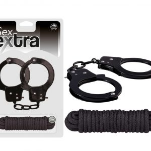 SEX EXTRA – METAL CUFFS & LOVE ROPE BLACK ViPstore.hu - Erotika Webáruház - Szexshop