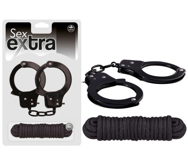 SEX EXTRA – METAL CUFFS & LOVE ROPE BLACK ViPstore.hu - Erotika Webáruház - Szexshop