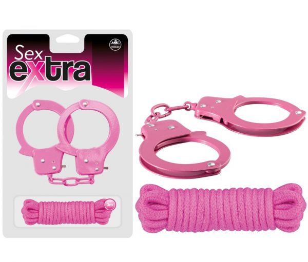 SEX EXTRA – METAL CUFFS & LOVE ROPE PINK ViPstore.hu - Erotika Webáruház - Szexshop