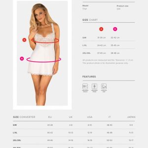 Amor Blanco underwire chemise & thong white S/M