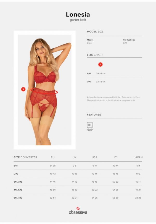 Lonesia garter belt red L/XL #6 | ViPstore.hu - Erotika webáruház