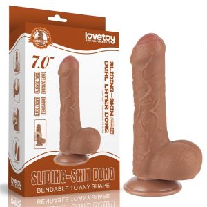 7'' Sliding Skin Dual Layer Dong Brown ViPstore.hu - Erotika Webáruház - Szexshop