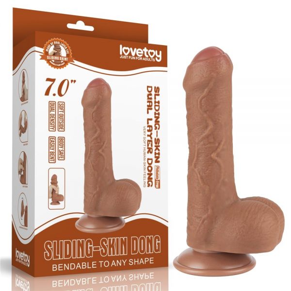 7'' Sliding Skin Dual Layer Dong Brown ViPstore.hu - Erotika Webáruház - Szexshop