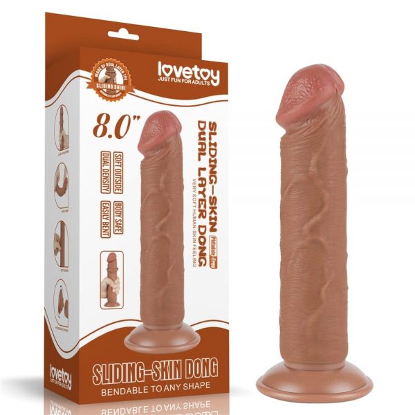 8'' Sliding Skin Dual Layer Dong Brown II ViPstore.hu - Erotika Webáruház - Szexshop