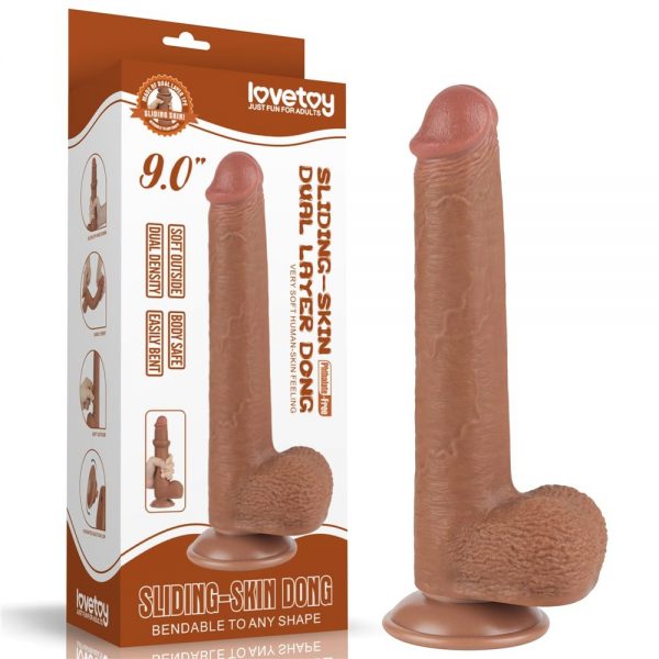 9'' Sliding Skin Dual Layer Dong Brown ViPstore.hu - Erotika Webáruház - Szexshop