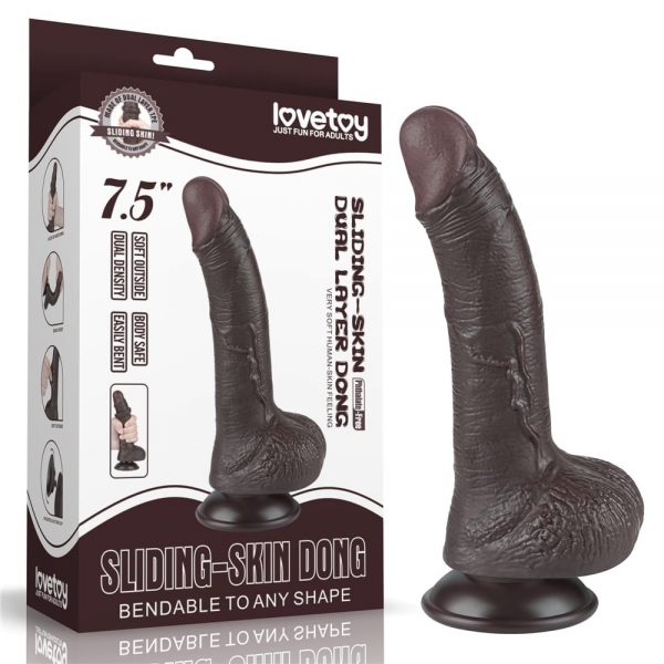 7.5'' Sliding Skin Dual Layer Dong Black I ViPstore.hu - Erotika Webáruház - Szexshop