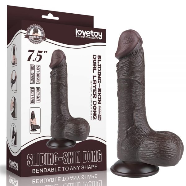 7.5'' Sliding Skin Dual Layer Dong Black III ViPstore.hu - Erotika Webáruház - Szexshop