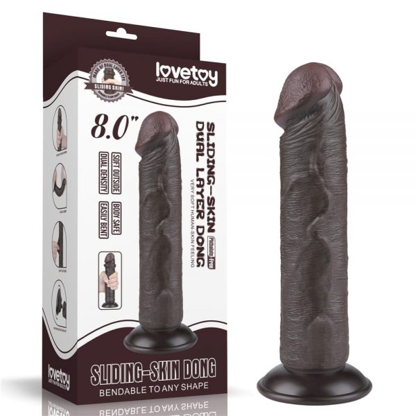 8'' Sliding Skin Dual Layer Dong Black II ViPstore.hu - Erotika Webáruház - Szexshop