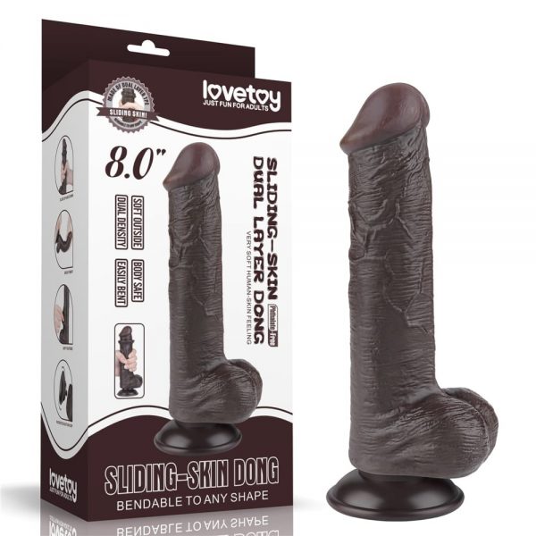 8'' Sliding Skin Dual Layer Dong Black III ViPstore.hu - Erotika Webáruház - Szexshop