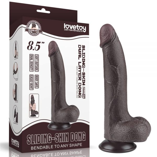 8.5'' Sliding Skin Dual Layer Dong Black I ViPstore.hu - Erotika Webáruház - Szexshop