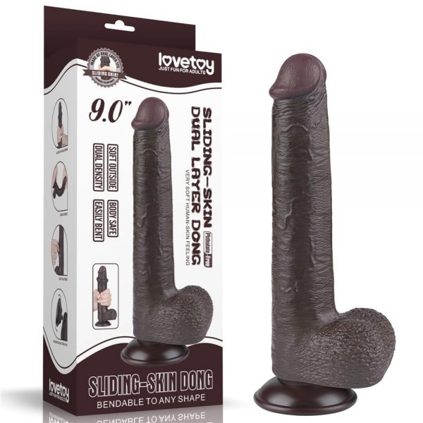9'' Sliding Skin Dual Layer Dong Black ViPstore.hu - Erotika Webáruház - Szexshop